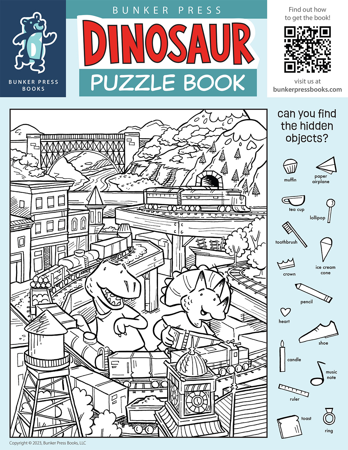 Dinosaurs playing with trains sample puzzle